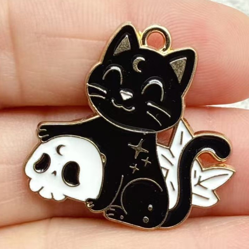 10pcs Liontin Kucing Hitam Ena - Jewelry Making Jewelry ulasan dan harga