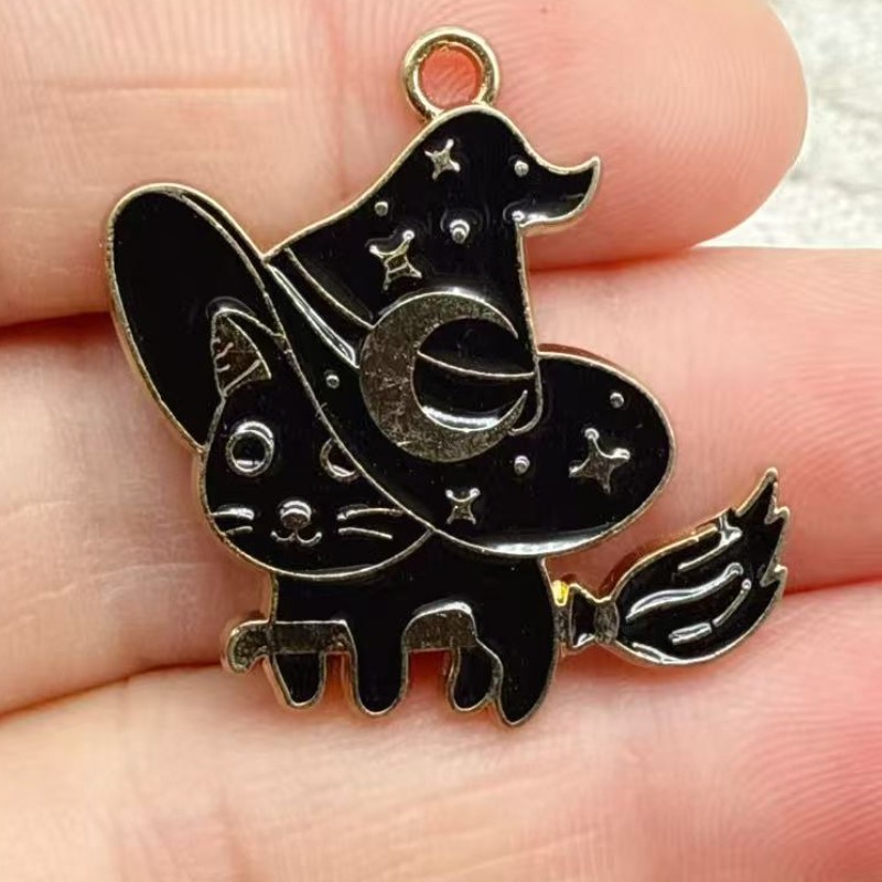 10pcs Liontin Kucing Hitam Ena - Jewelry Making Jewelry ulasan dan harga