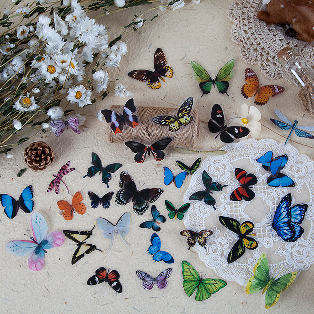 40 buah/kantong stiker kupu-ku - Jewelry Making Journal ulasan dan harga
